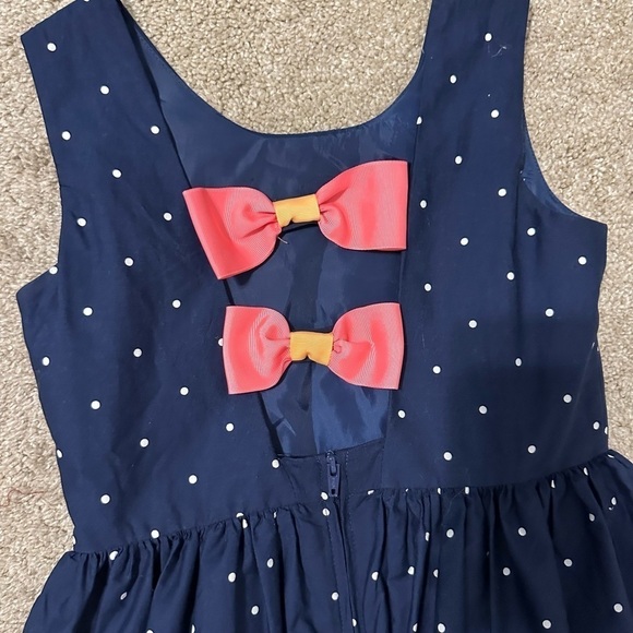 Bonnie Jean Girls Sleeveless Polka Dot Floral Print Dress - Navy Multi size 10 - Picture 4 of 8